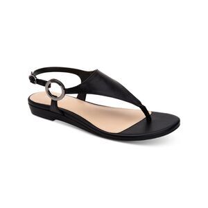 ALFANI Womens Black Adjustable Hayyden Round Toe Wedge Thong Sandals 6.5 M